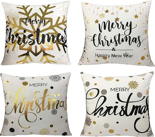 Amazon Com Gold Soft Velvet Christmas Decorative Throw Pillow