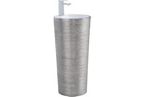 Fine Fixtures Vannes Bathroom Sinks - Modern Bathroom Pedestal Sink for Contemporary Spaces - Upgrade Your Bathroom with Stylish and Durable Bathroom Pedestal Sinks 16"X16" Brushed Silver