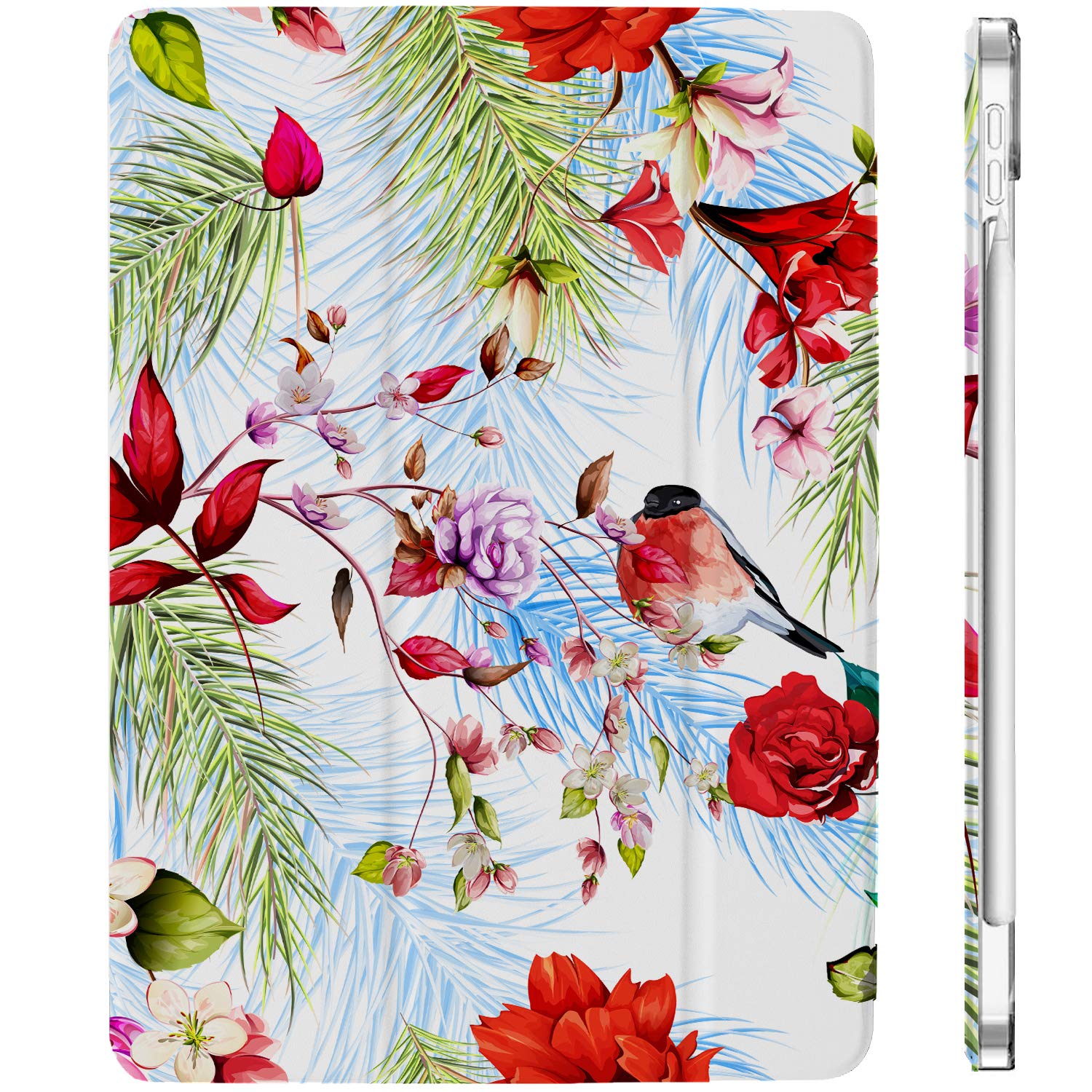 DuraSafe Cases for iPad Pro 12.9 5 4 Gen [ PRO 12.9 inch 5th 4th ] A2378 A2461 A2379 MHNF3B/A MHNG3B/A MHNH3B/A MY2H2B/A MXAT2B/A MY2J2B/A Auto Sleep/Wake Printed PC Cover - Birds & Flowers