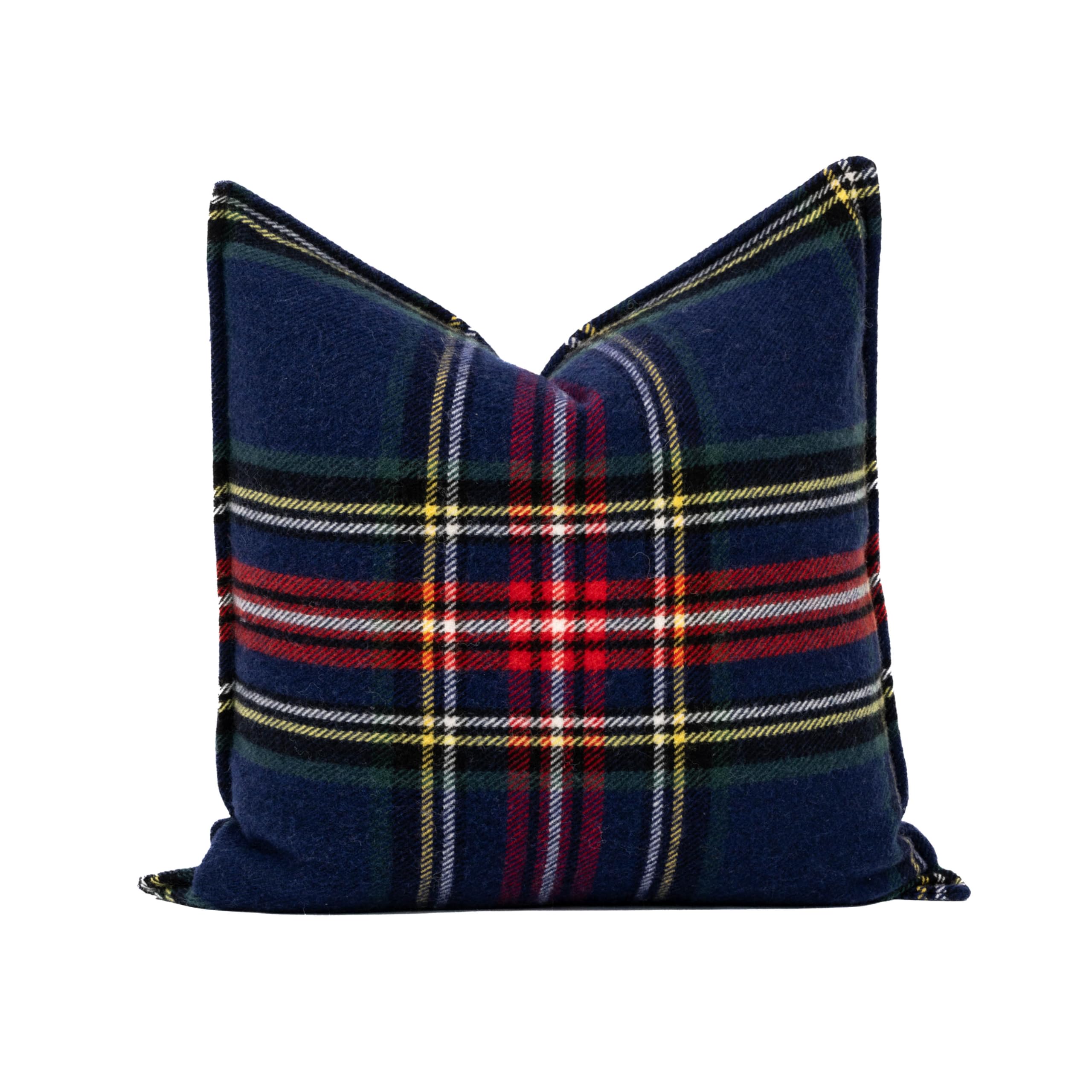 Photo 1 of Hofdeco Premium Classic Holiday Decorative Throw Pillow Cover Only, 20"x20" Heavyweight 100% Ultra Fine Merino Wool Navy Woven Royal Stewart Tartan Plaid