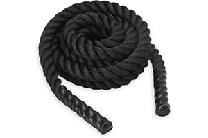 SPRI Battle Rope - Weighted Rope for Strength Training,Durable Conditioning Rope - 18ft Long with 1.5" Thickness,Black