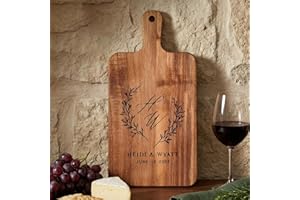 UIDMEN Personalized Acacia Wood Cutting Board, Custom Engraved Charcuterie Board, with Handle, Wedding Gift for Couple, Newly
