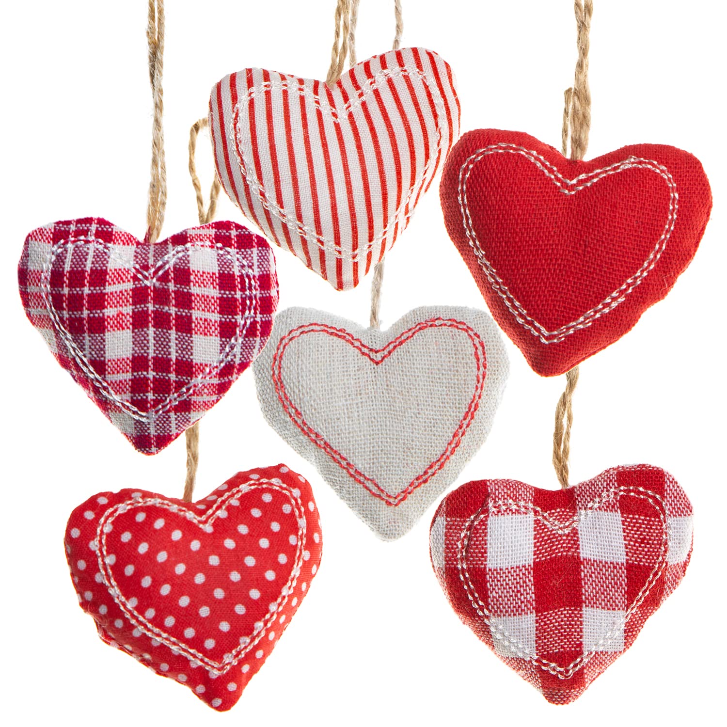 Logbuch-Verlag Small Red White Heart Hanging Cord Christmas Tree Birthday Gift