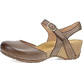 Dansko Tiffani Wedge Sandal for Women – Cushioned, Contoured Footbed for All-Day Comfort and Support – Hook & Loop Strap with Buckle Detail – Lightweight Rubber Outsole