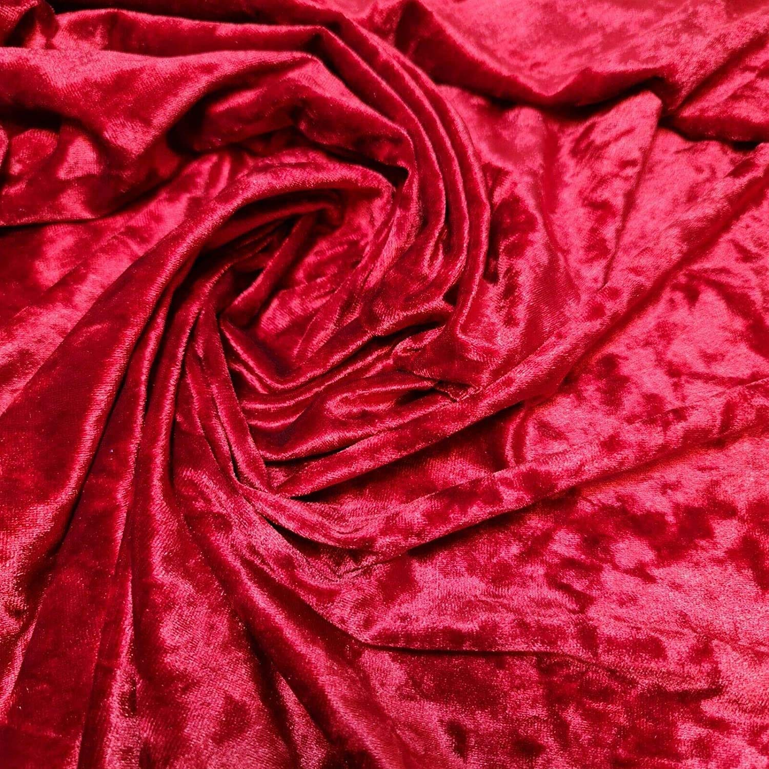 SH Plain Velvet Fabric Premium Crushed Stretch 60" (Red, 1.5 Meter)