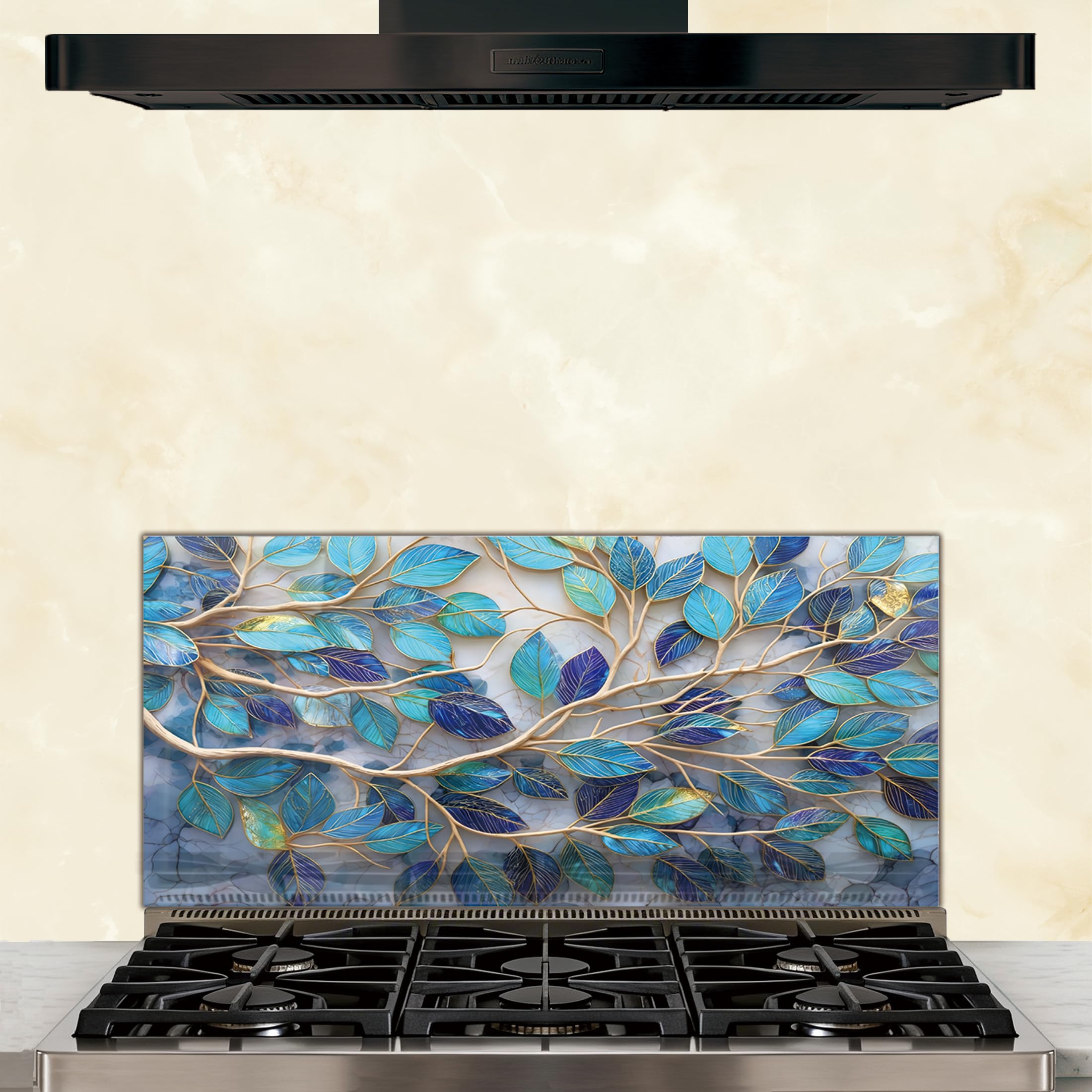 daifuronge tempered glass backsplash for kitchen behind stove,hummingbird stove back top cover,easy