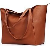 KALIDI Large Tote Bag Vegan Leather Casual Zipper Work Bag Weekender Hobo for Women 23L Oversize Shoulder Travel Purse
