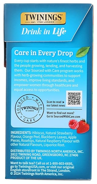 TWININGS, TEA ICED HERBAL STRAWBERRY RASPBERRY, 72 COUNT