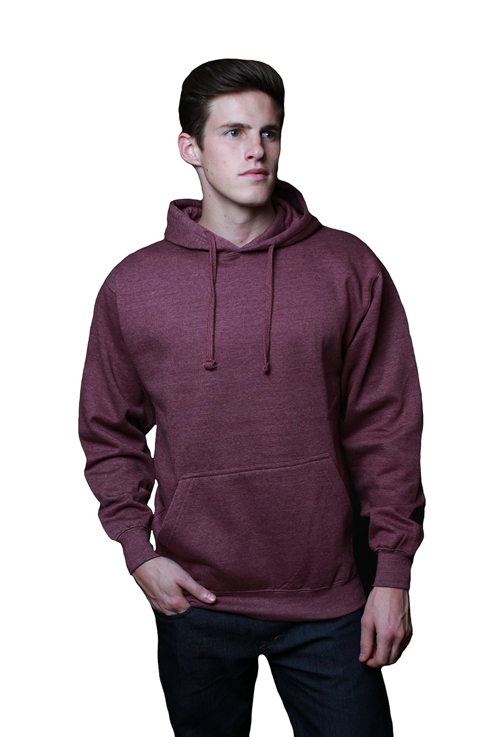 Amazon.com: Plain Heather Burgundy Unisex Fashion Hoodie: Clothing
