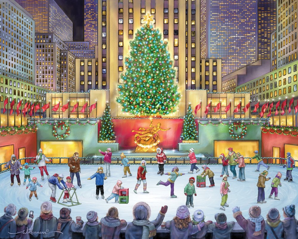Vermont Christmas Company Rockefeller Center Jigsaw Puzzle 1000 Piece 24"x30" - Large, Interlocking Pieces - Unique, Randomly Shaped Pieces - Puzzle for Adults