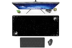 Pixio Mouse Pads - 36 x 16 inch XXL Moon and Stars Black Multifunctional Large Desk Mats for Gaming, Office, Desktop Anti-Slip Waterproof Washable Computer Mouse Mat