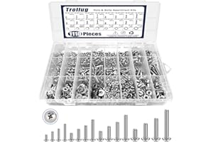 TROLLUG 1110PCS Nuts and Bolts Assortment Kit, Stainless Steel Hardware Assortment Kit with Assorted Screws, Nuts, Bolts and Washers（#4-40#6-32#8-32#10-24）