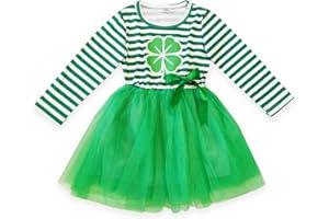 Remimi Toddler Girl St Patrick‘s Day Long Sleeve Ruffle Layered Tulle Tutu Dresses 1-6 Years
