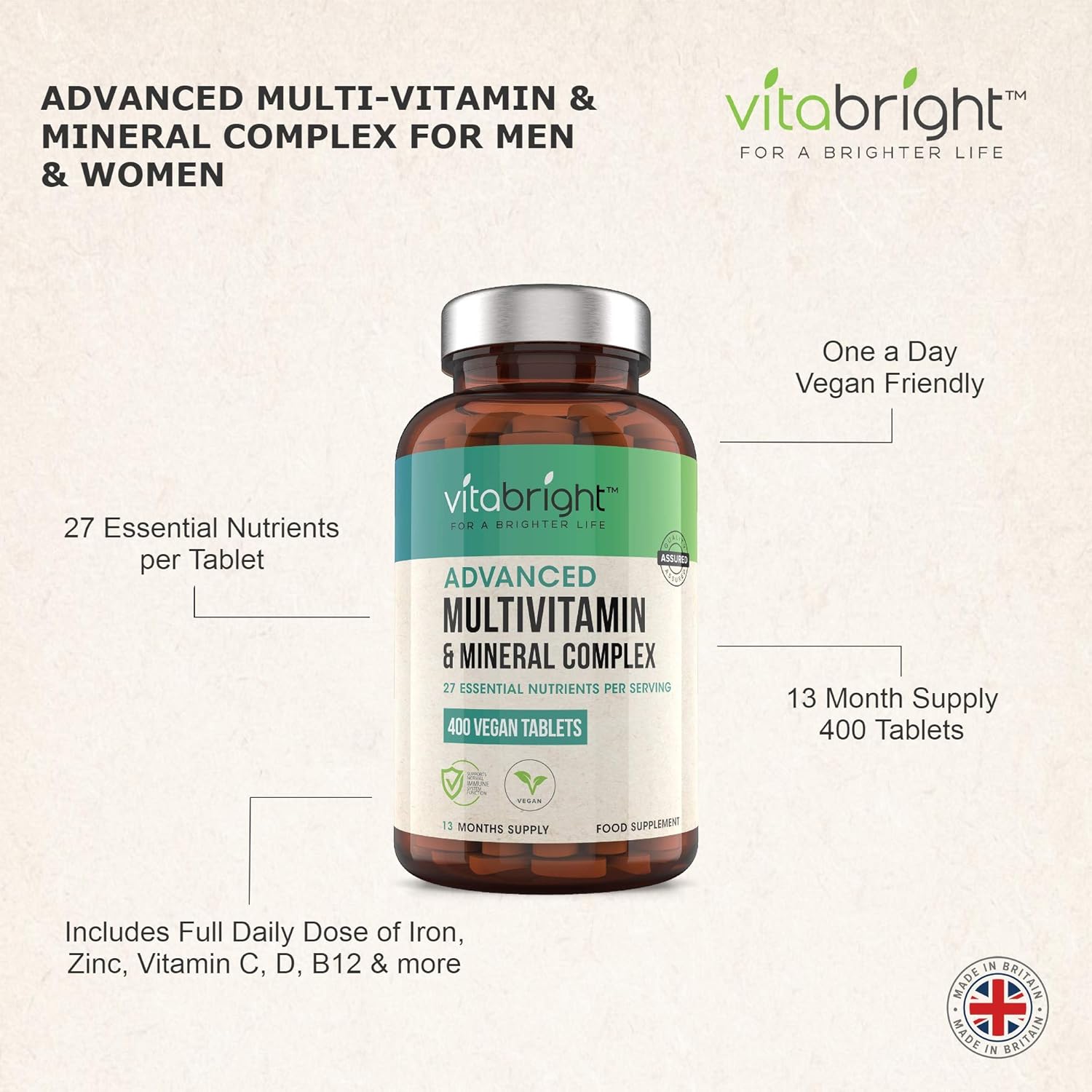 High Strength A-Z Multivitamin & Mineral Tablets for Men & Women, 400 count (Pack of 1) - Image 5