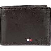 Tommy Hilfiger Men's Slim Leather Bifold Passcase Wallet with Removable ID Window