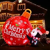 Vinsot 6.6 ft Giant Christmas Inflatable Penguin and Ball Outdoor Decoration LED Lighted Blow up Xmas Yard Decor Light up Penguin Ball Holiday Decor for Christmas Winter Garden Patio Home Lawn Party