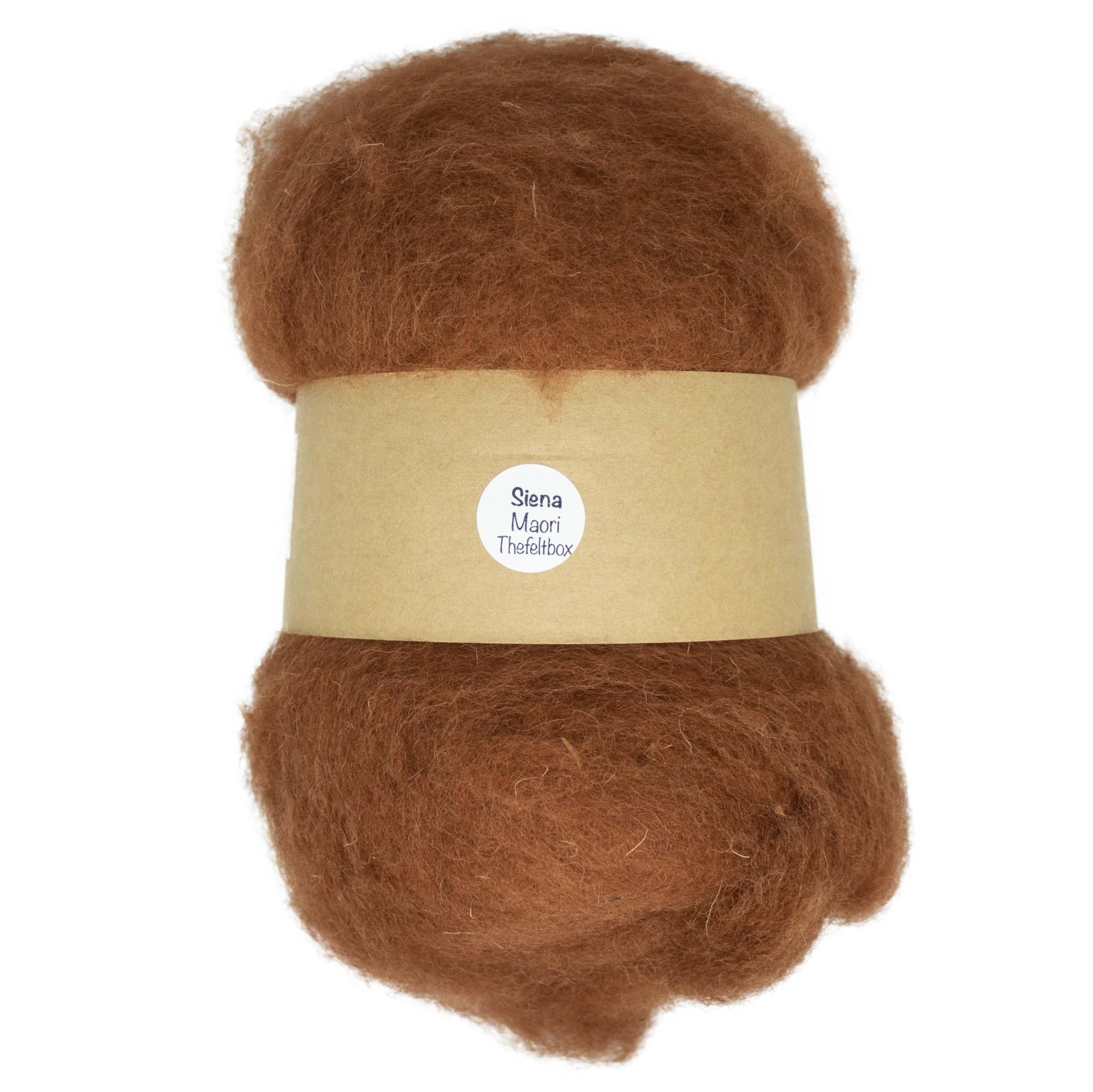 The Felt Box Carded Needle Felting Wool Maori DHG Natural Carded Batt with Coarse Short Fibres 100g -Siena