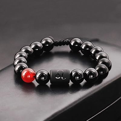 Buy Burei Zodiac Adjustable Beads Bracelet For Men Women 8mm 10mm Natural Black Onyx Stone Bracelet Gifts Online In Netherlands B08k8gfn6m