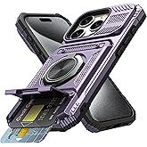 Vofolen for iPhone 15 Pro Case Wallet with Card Holder [Store 2 Cards] + 360° Magnetic Rotated Ring Stand, Dual Layer Heavy Duty Drop Protection Wallet Phone Case Cover for iPhone 15 Pro 6.1'' Purple