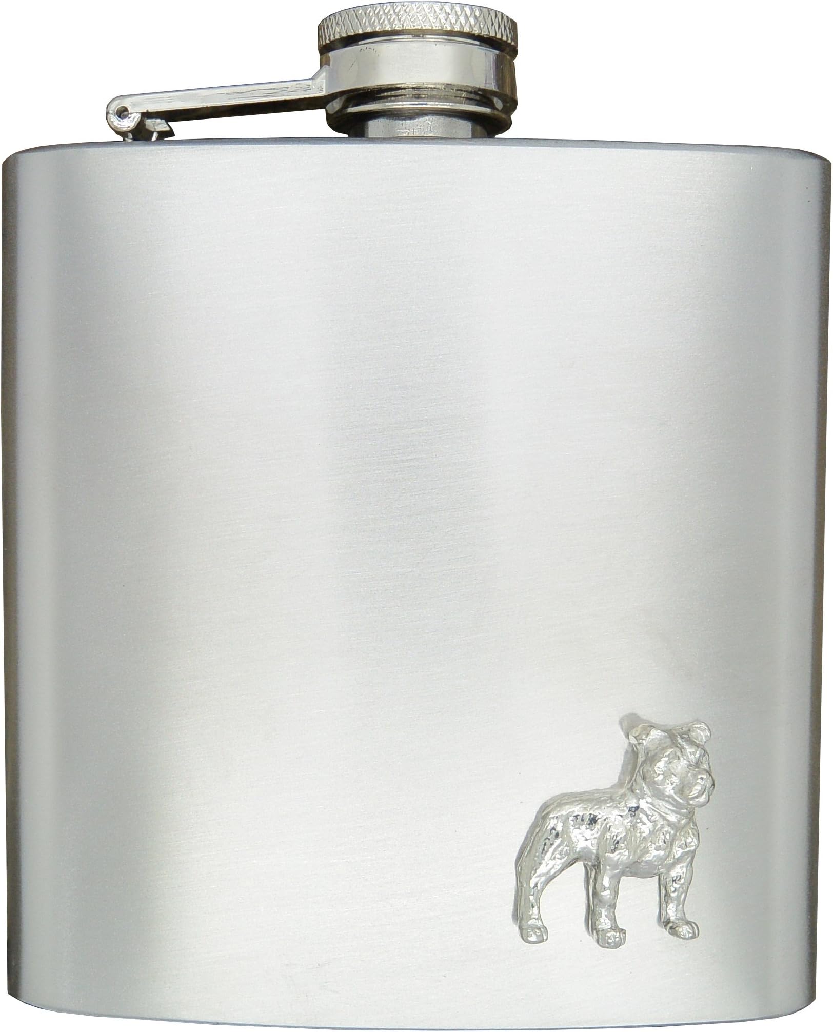 Luxury 6 oz Stainless Steel Hip Flask with Handcast Pewter Boars Head Badge