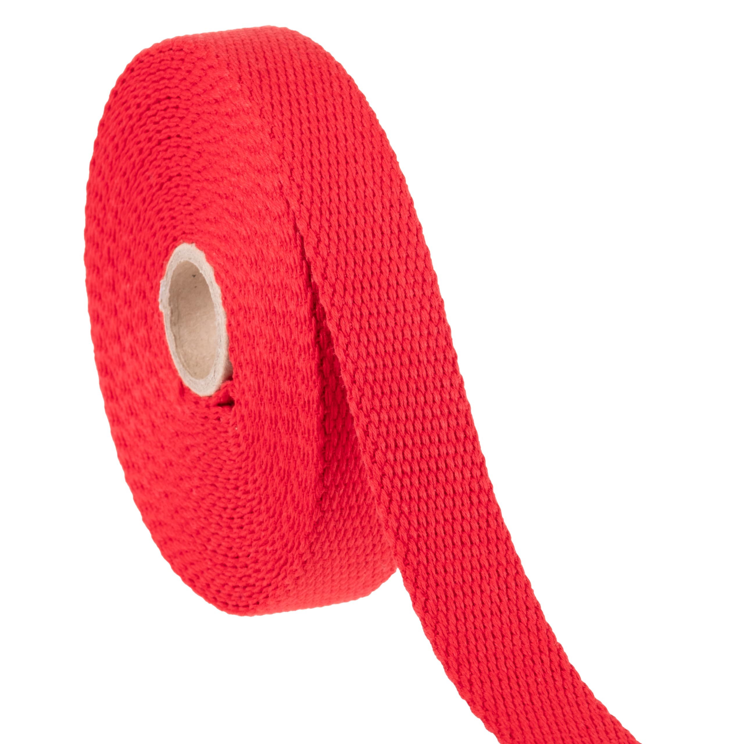 Heavy Duty Cotton Webbing Strap, 1 or 1.5 Inches and Colours, 5m (RED, 25mm) — image 1