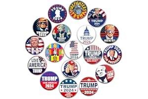 GTOTd Trump 2024 Patriotic Buttons Pins(18 Pack,1.5 inch American Flag President Elect Vote Support Gifts Merch Party Supplies Button for Accessories Art DIY Crafts Decor