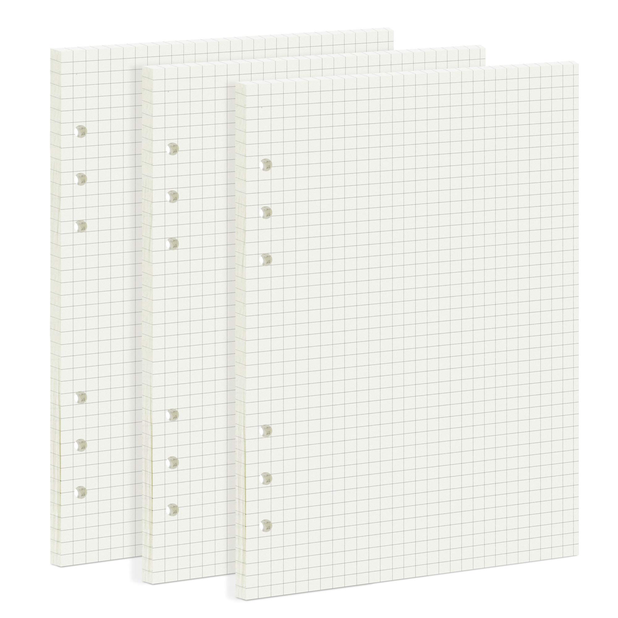 135 Sheets Planner Refill Paper 5mm Squared Inserts Paper A5 6 Holes Binder Grid Notepaper for Filofax Bullet Journals Diary (8.26x5.59 Inch)