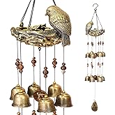 Bird Nest Wind Chimes,Wind Chimes for Outside with 12 Wind Bells for Glory Mothers Love Gift,Bird Bells Chimes Hanging Decoration for Outside Garden Yard Church, Bronze