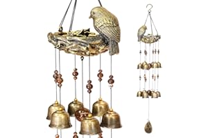 ASKHALD Bird Nest Wind Chimes,Wind Chimes for Outside with 12 Wind Bells for Glory Mothers Love Gift,Bird Bells Chimes Hanging Decoration for Outside Garden Yard Church, Bronze