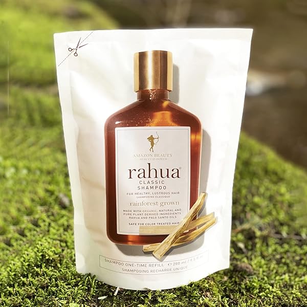 RAHUA CLASSIC HAIR SHAMPOO REFILL, 9.5 FL OZ, ORGANIC SULFATE FREE SHAMPOO WITH NATURAL, PLANT BASED DERIVED INGREDIENTS, WOODSY EARTHY SCENT, HAIR CARE PALO SANTO OIL FOR SCALP CARE, SHINY SILKY HAIR