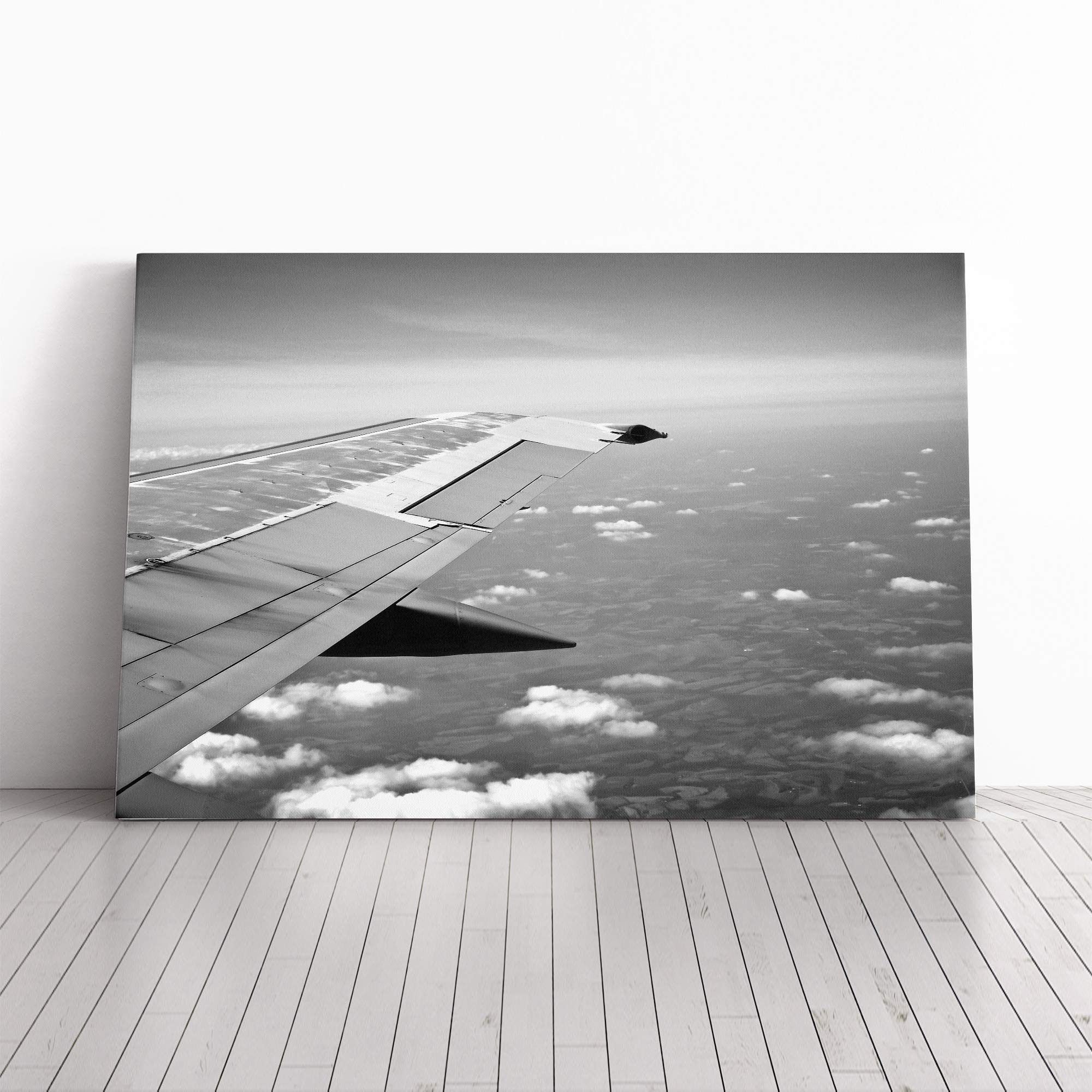 Aeroplane Wing Landscape Canvas Print | Gallery Wrapped 30mm Frame Wall Art | 20x14 inches | Ready to Hang | Modern Landscape Picture | Living Room Bedroom Lounge Office