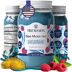 TrueSeaMoss Sea Moss Gel – Made in USA – Wildcrafted Seamoss, Fruits & Jarred Vegetables – Blue Spirulina, Pack of 1 (Labels 