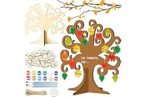 ARIANQICULT Fall Thanksgiving Trees Wooden Craft Kits - 12 Pack Make Your Own DIY Thankful Trees Decorations, Autumn Unfinished Wooden Thankful Trees Craft Gift for Kids Home School DIY Art Project Supplies