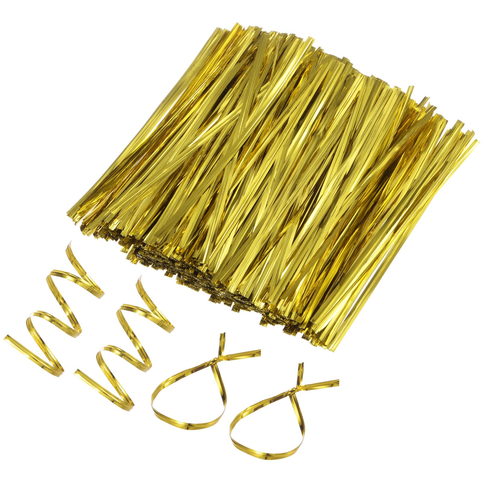 M METERXITY 800-Pack Metal Twist Ties, 12cm Metallic Twists Tie for Christmas/Party Decoration/Garden Plant/Gift Wrapping/Bread/Cake/Pops Candy Bags, Reusable Twisty-Ties [Gold]