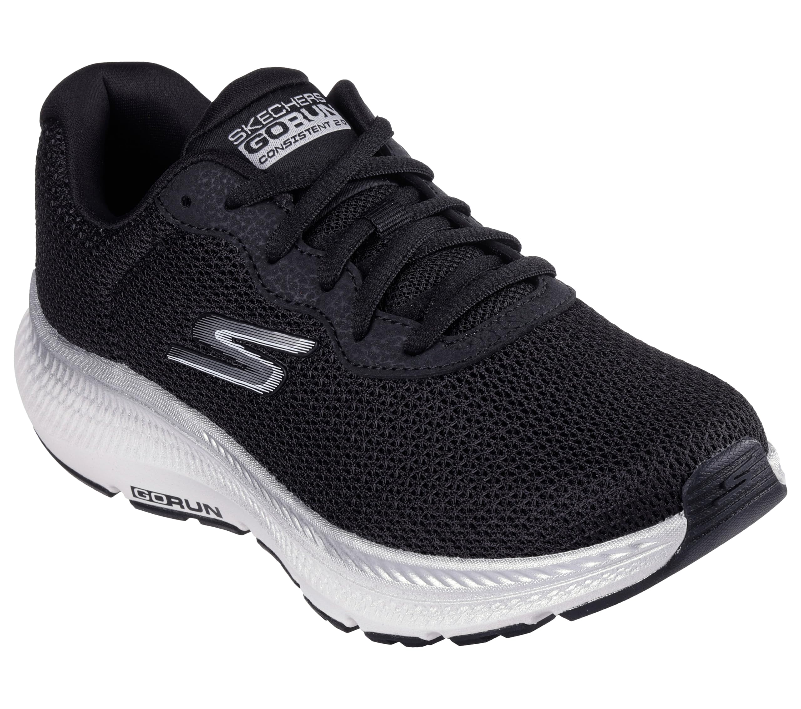 Skechers Women's Go Run Consistent 2.0 Fast Pace Sneaker, Black/Silver, 5.5 Image