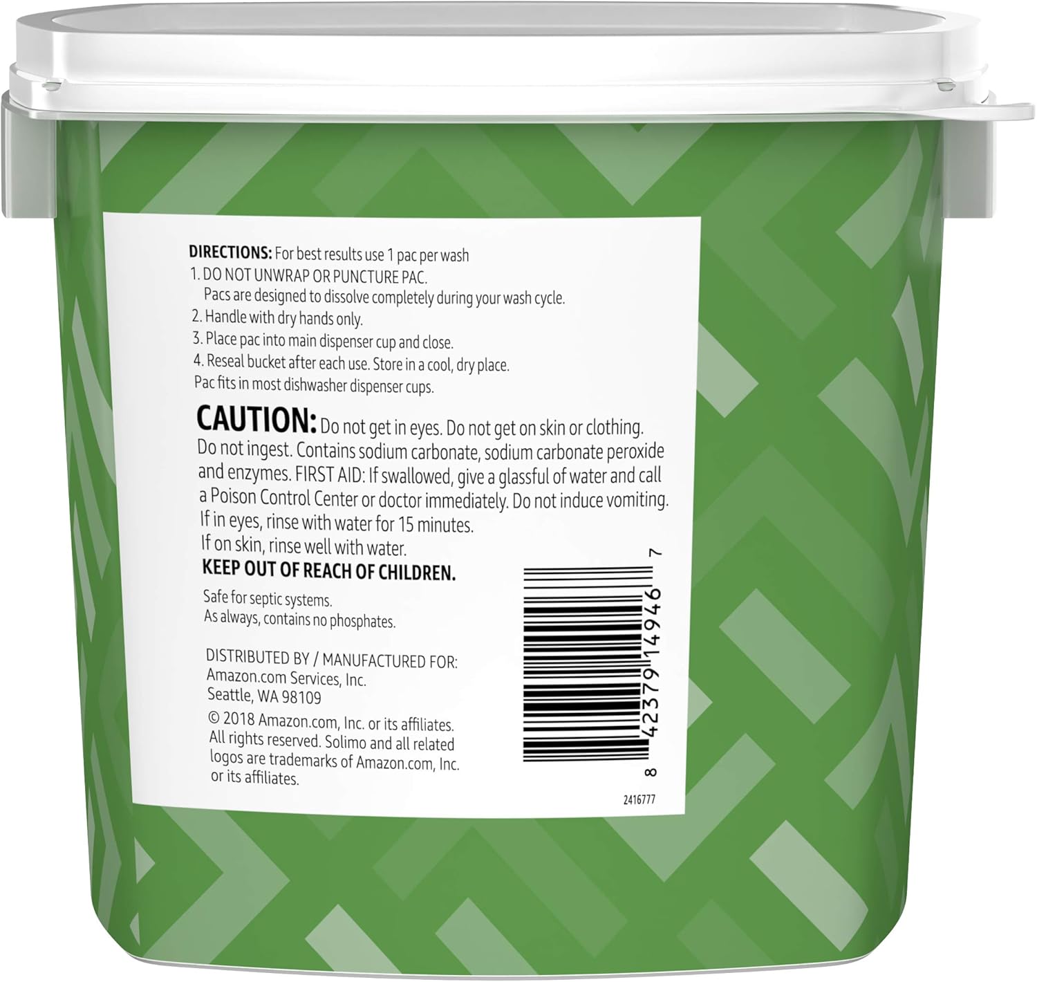  Brand - Solimo Dishwasher Detergent Pacs, Fresh Scent, 85 Count: Health & Personal Care
