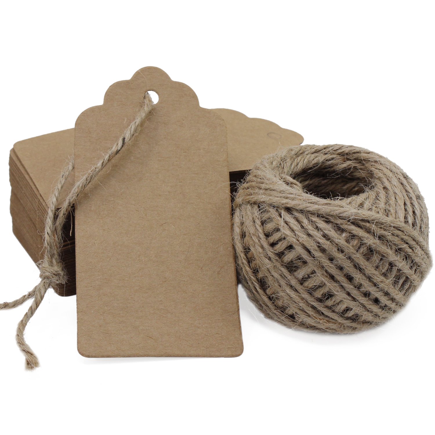 Lot De 100 Étiquettes Cadeaux Kraft Vierges - 6x6 Cm, Ficelle 20m - Pour Mariage, Anniversaire, DIY