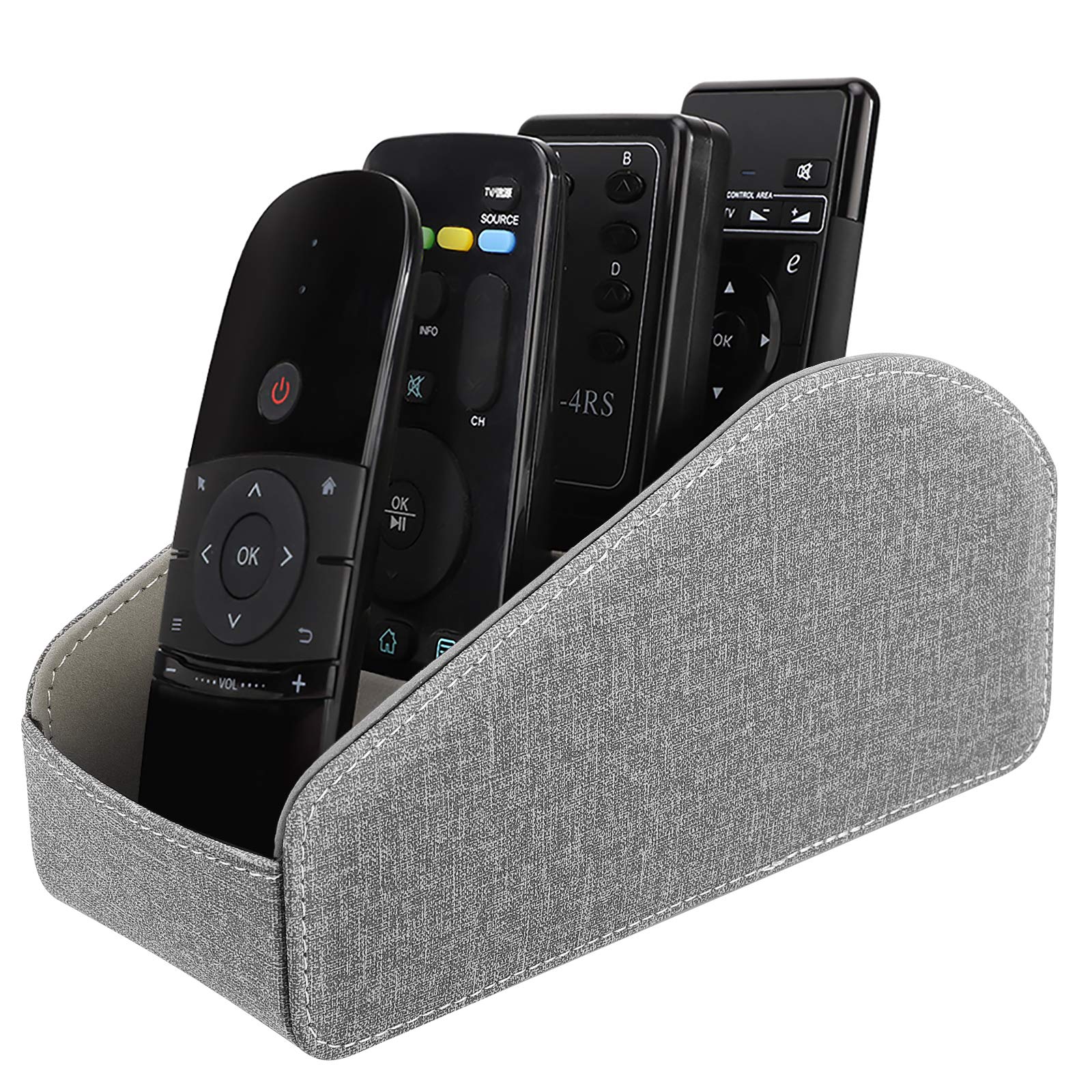 MoKo Remote Control Holder, Leather Organizer for Up to 5 Remotes, Suitable for Apple TV/Smartphones, Dark Grey