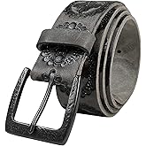 Cowboy Cowgirl Western Tooled Floral Embossed Full Grain Genuine Leather Belt Strap 1-1/2"(38mm) Wide