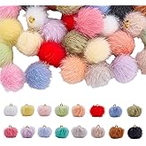 COGCHARGER 80Pcs Pompoms Charms for Jewelry Making Multicolor Plush Ball Earring Charms Pendants with Iron Loops for Pom Pom Earrings Keychain DIY Craft