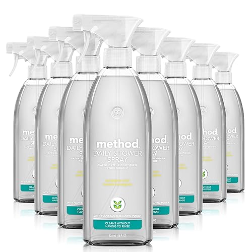 Method Daily Shower Cleaner Spray, Plant-Based & Biodegradable Formula, Spray and Walk Away, Eucalyptus Mint Scent, 28 Fl Oz, (Pack of 8), Packaging May Vary