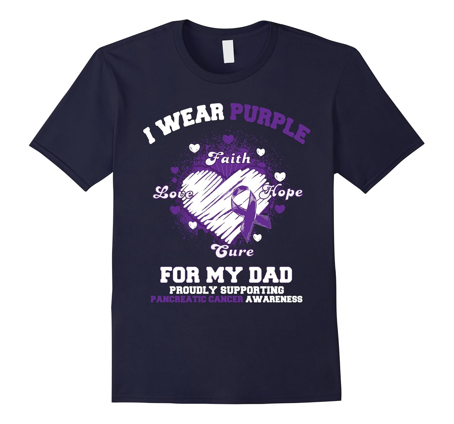 I Wear Purple For My Dad Pancreatic Cancer Awareness T-Shirt-ANZ