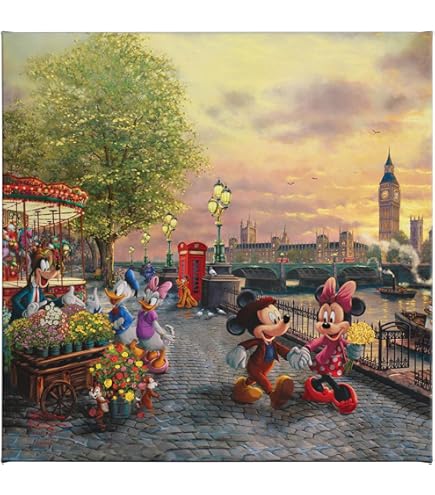 ディズニーアンティークアート Amazon.com: Thomas Kinkade Studios Disney Mickey and Minnie in