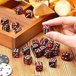 TecUnite 25 Pieces Colored Dice 6 Sided Dice Set, 6