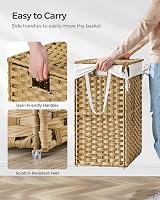 SONGMICS 90L Laundry Basket with Lid Rattan Wicker Foldable Removable Liner view 4