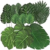LOMIRO 78 Pieces 7 Kinds Artificial Tropical Leaf Jungle Leaves Plant Safari Leaves Decorations for Hawaiian Party Decorations Beach Birthday Luau Party Decorations
