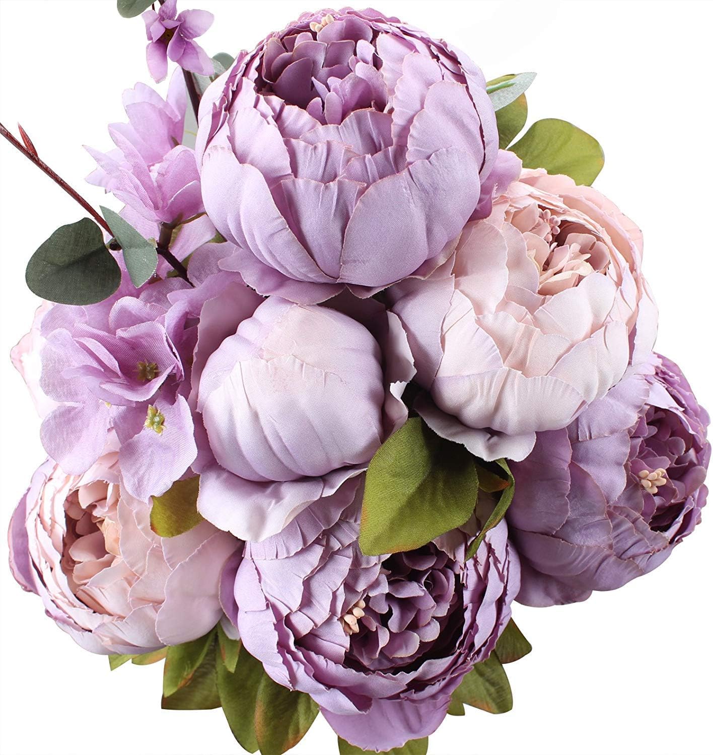 Nubry Artificial Peony Silk Flowers Bridal Bouquet for Wedding Home Garden Decoration(Purple)