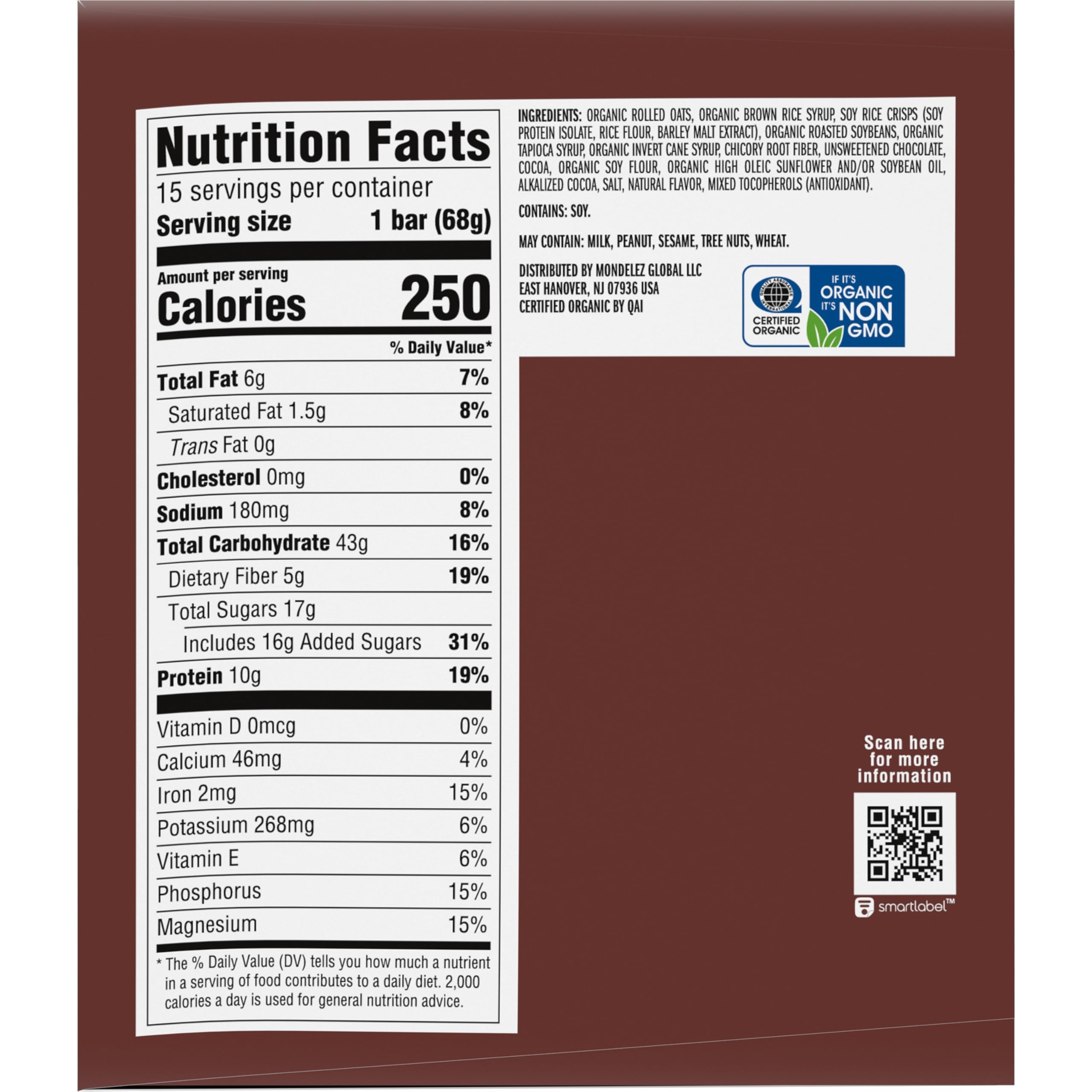 CLIF BAR - Energy Protein Bars - Chocolate Brownie - Made with Organic Oats - Energy Bars - Non-GMO - (15 Pack)