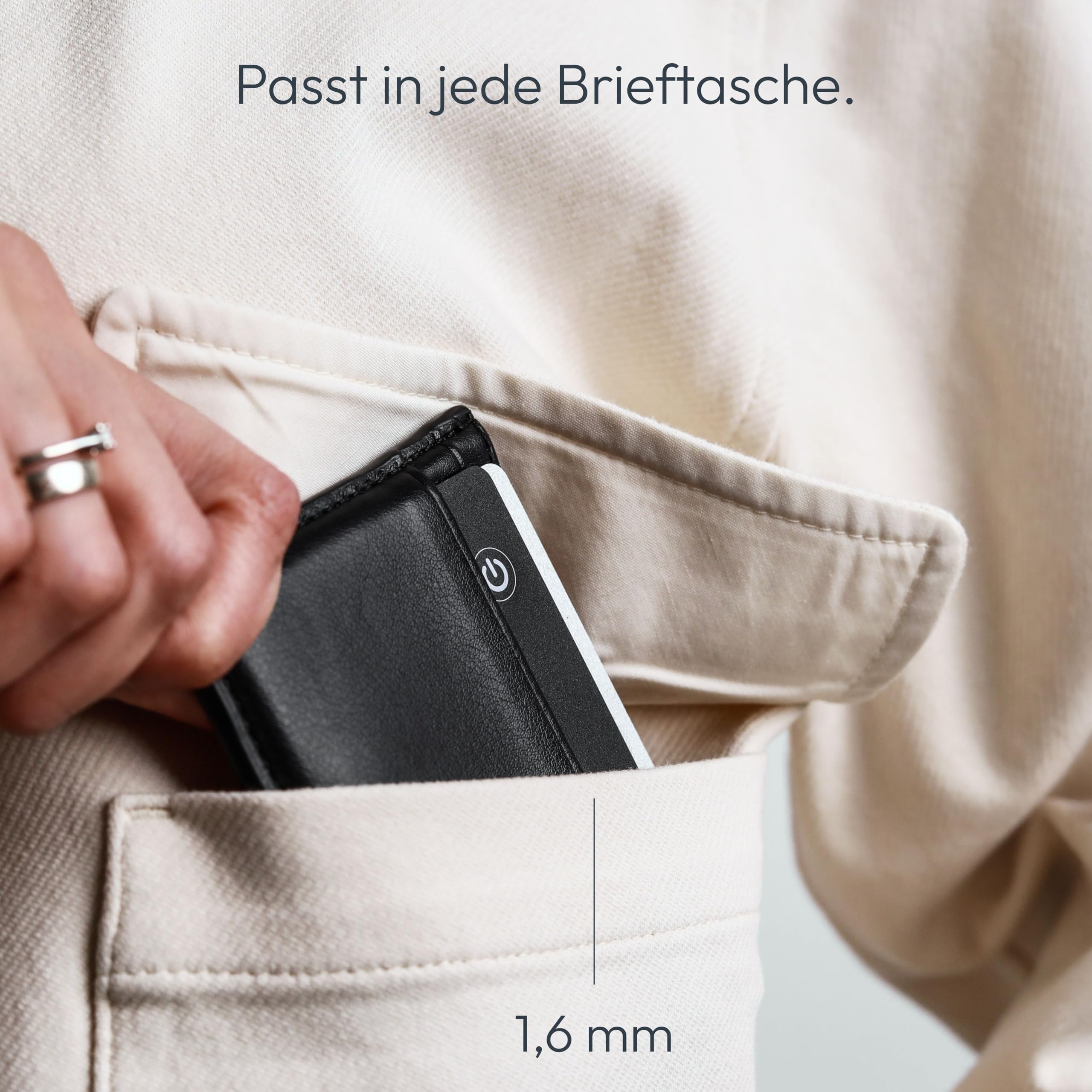 VONMÄHLEN FindMe - Bluetooth Tracker Karte - Ultra-Slim Design, Kabellos Aufladbar, Wasser- und Staubresistent, Kompatibel mit Apple Find My und Wo ist App - Ideal für Brieftaschen und Gepäck - Black 5