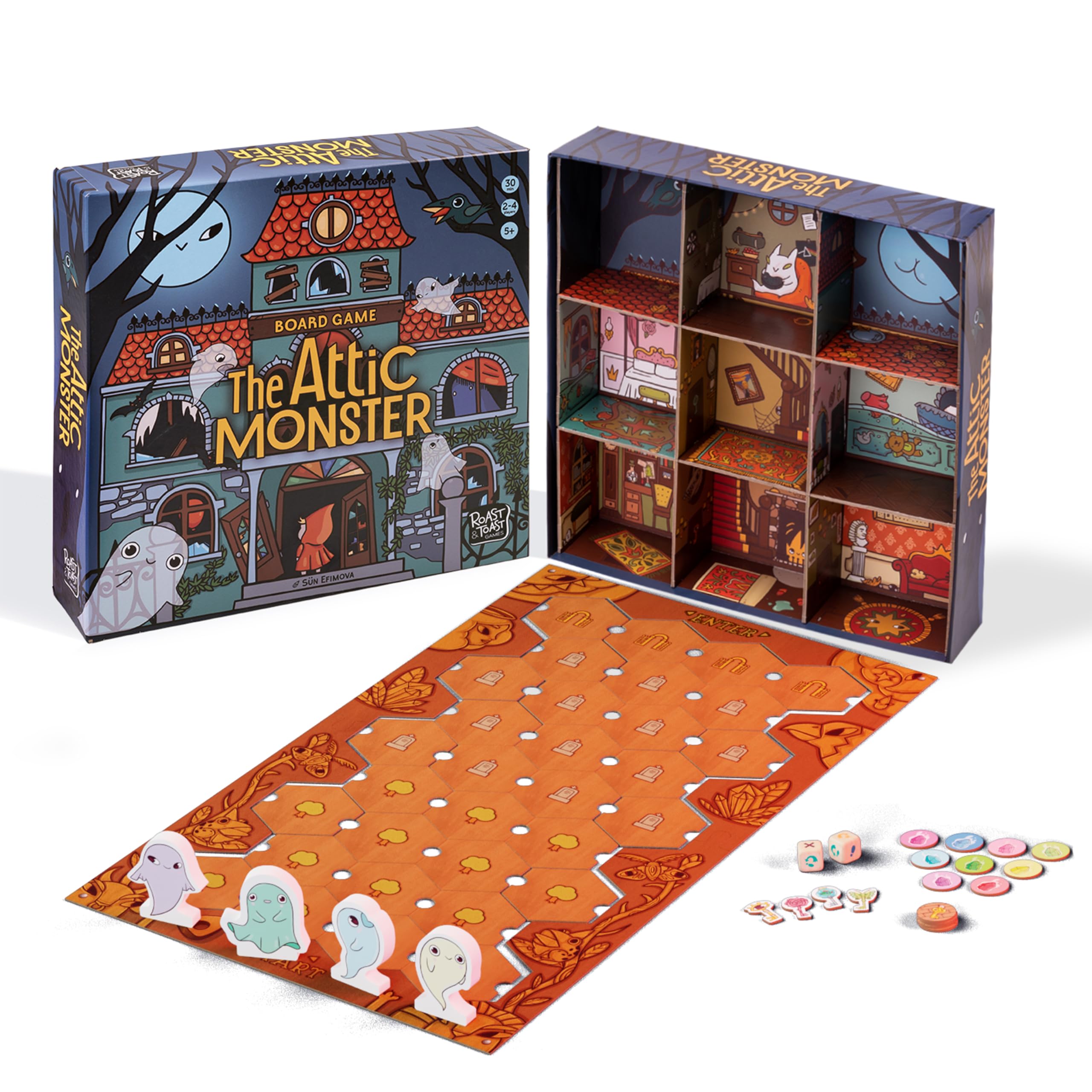 Roast & Toast Games The Attic Monster | Family Board Game | Adventure Game | Ages 5+ | 2-4 Players | 30 Min Playtime